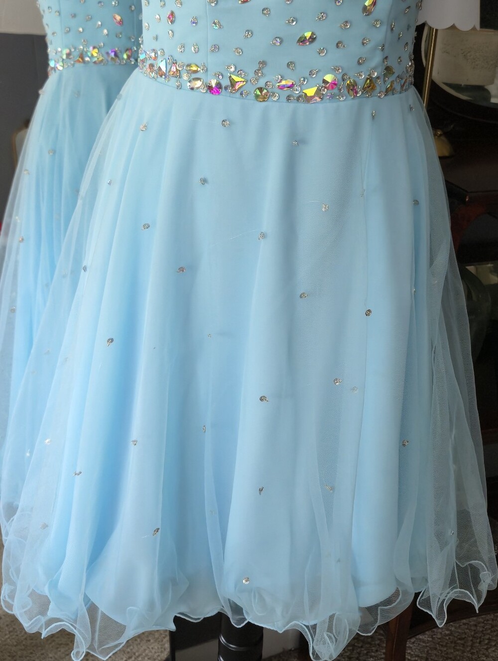 Light Blue Beaded Tulle Homecoming/Prom Dress - Picture 4 of 7